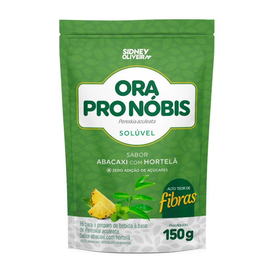 Ora Pro Nóbis Solúvel Sabor Abacaxi Com Hortelã 150G