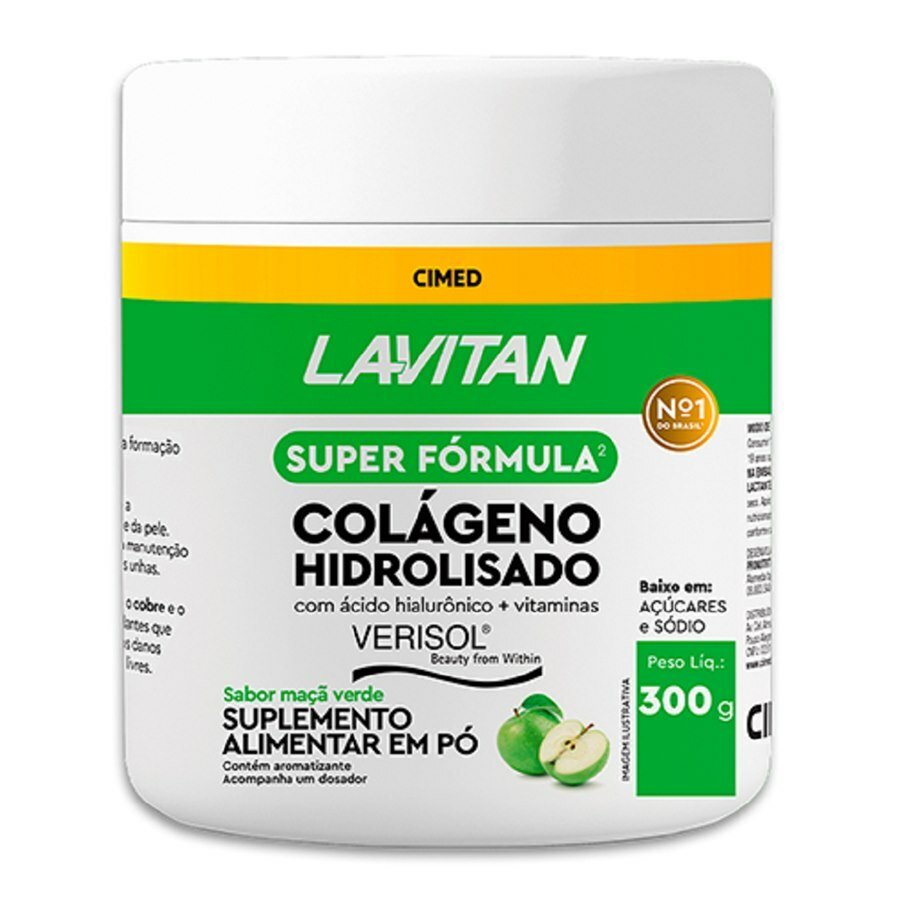 Lavitan Super Fórmula Verisol Colágeno Hidrolisado + Ácido Hialurônico Sabor Maçã Verde 300g