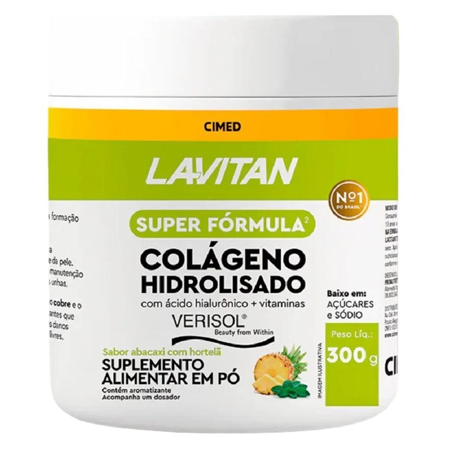 Lavitan Super Fórmula Verisol Colágeno Hidrolisado + Ácido Hialurônico Sabor Abacaxi Com Hortelã 300g