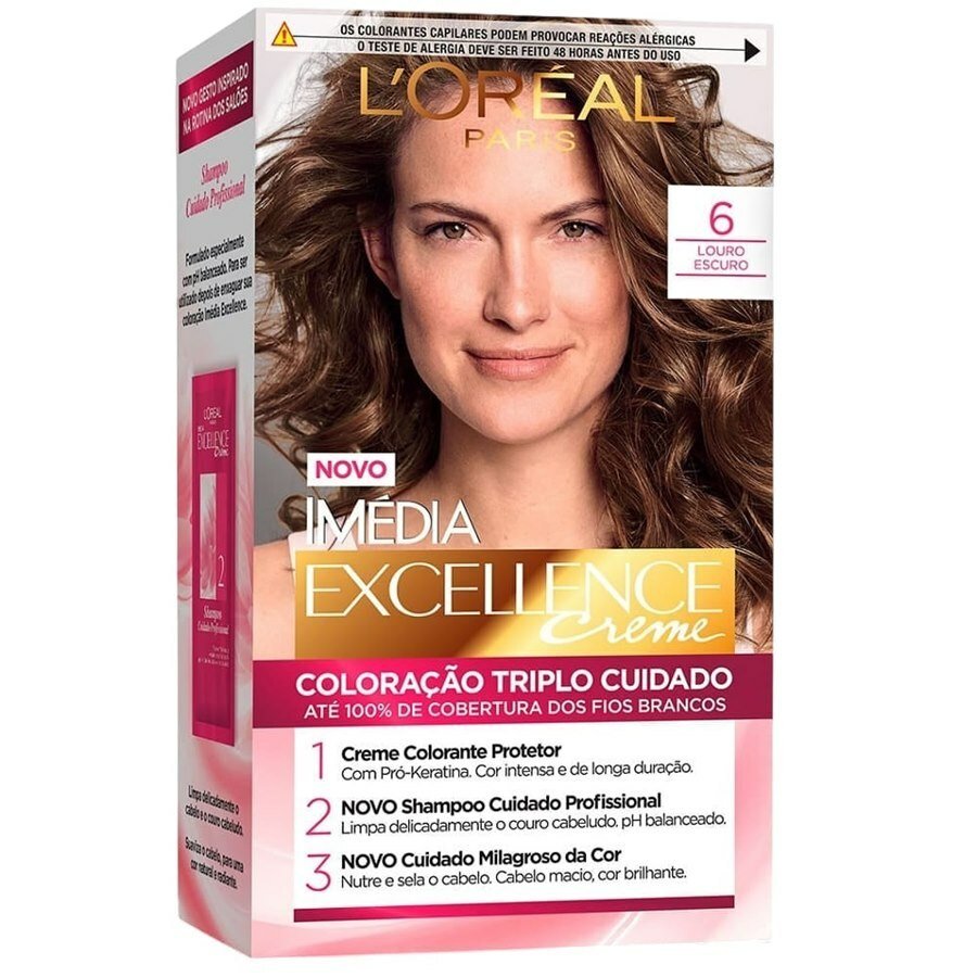 Tinta De Cabelo Permanente L'Oréal Paris Imédia Excellence Creme - 6 Louro Escuro
