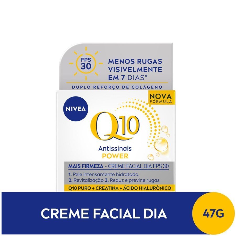 Creme Facial Antissinais Power Dia Nivea Fps 30 Creatina + Q10 47g