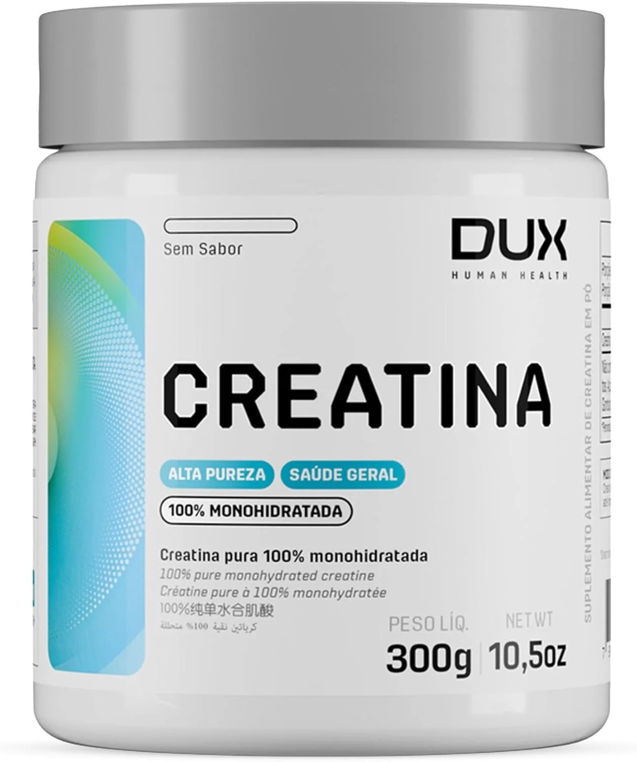 Creatina Monohidratada Sem Sabor – Pote 300g – Suplementação Treino Academia, Ganho Muscular Hipertrofia, Força Energia Resistência, Suplementos Naturais – DUX HUMAN HEALTH